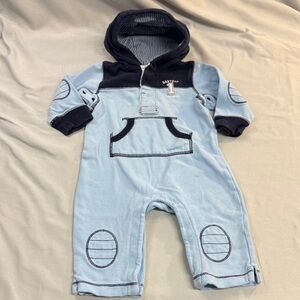 GAP - Blue Hooded Baby Romper